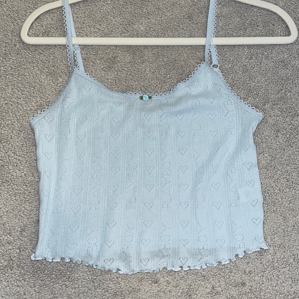 Pointelle lace tank top